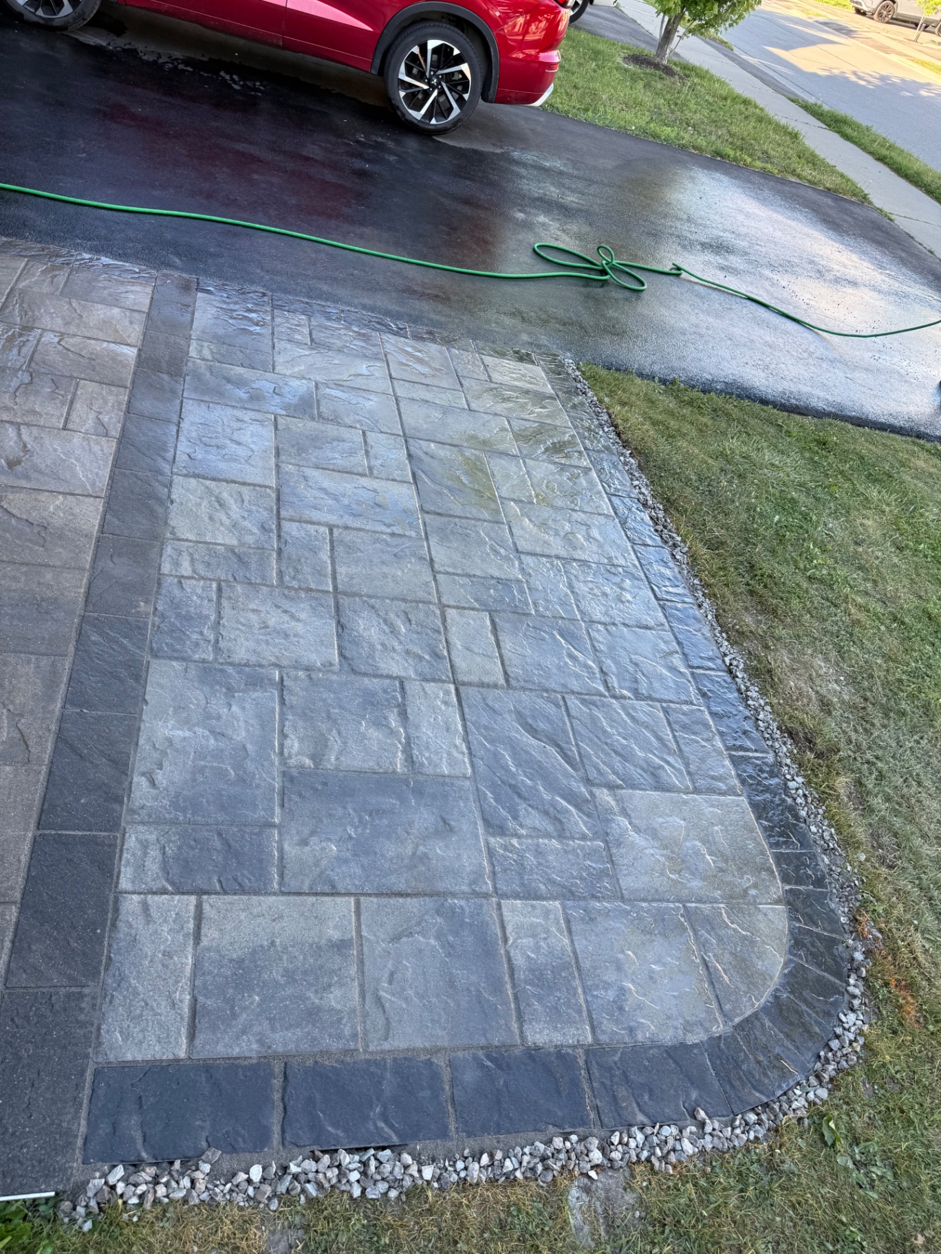 Natural Stone Walkway with Charcoal Border