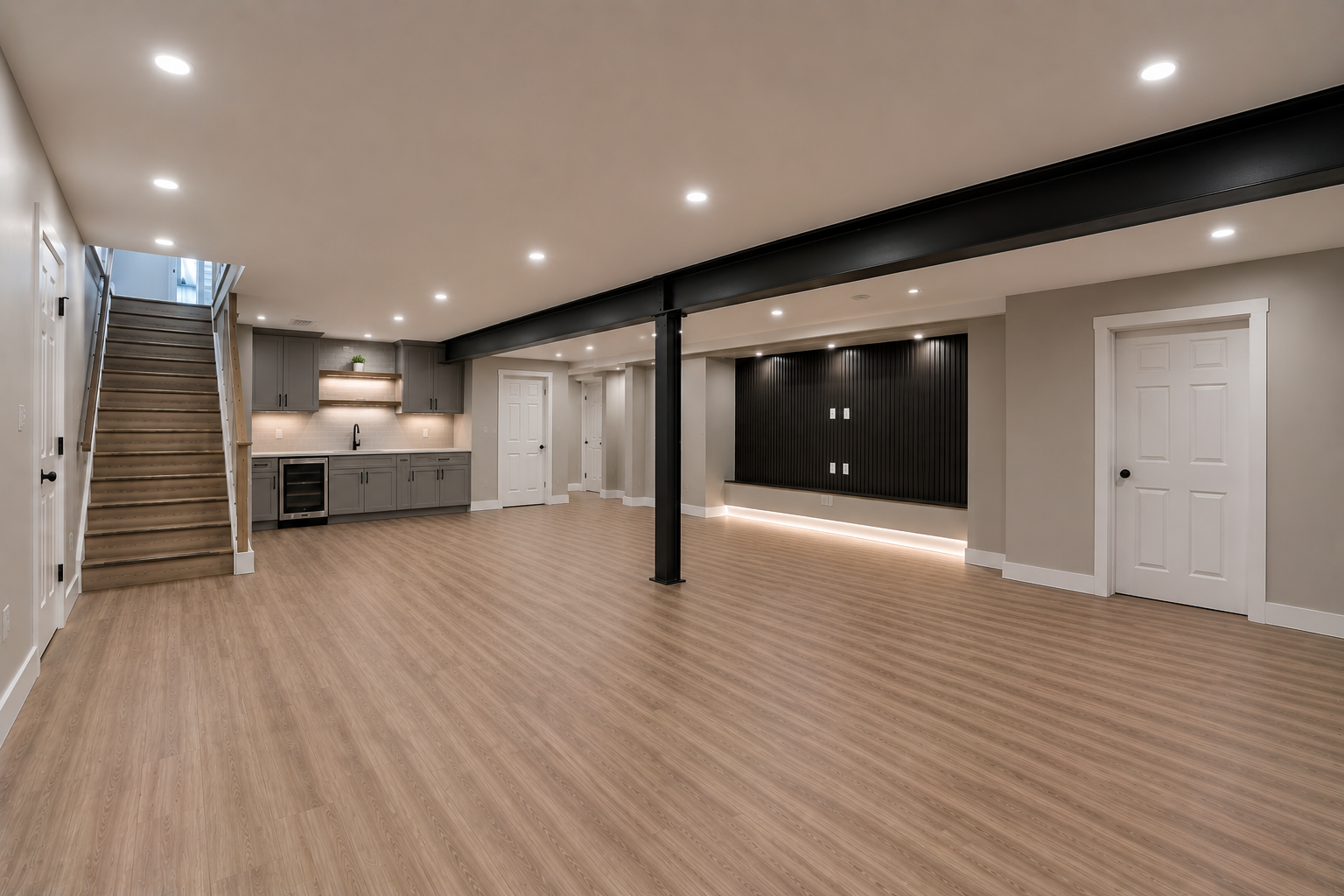 Open-Concept Basement — Before & After — after