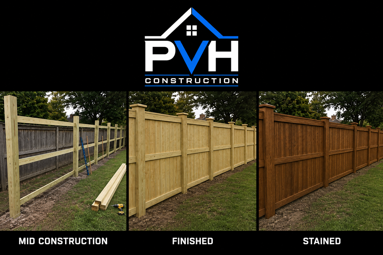 Cedar Privacy Fence — Build Stages